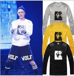 【现货包邮】EXO团服XOXO同款wolf88应援长袖T恤队服狼头狼崽五角