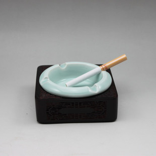龙泉青瓷时尚 实木烟灰缸 创意 个性 时尚 欧式 复古礼品 礼物