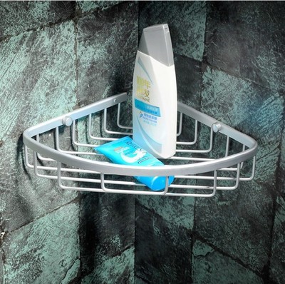 龙腾 亏本太空铝浴室置物架挂网篮卫生间角架单层浴室三角储物蓝