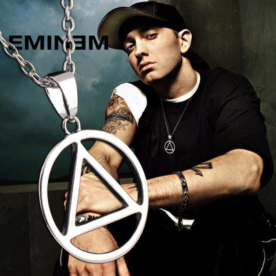 Eminem阿姆项链 明星周边同款陈冠希MC男士嘻哈铁三角吊坠项链