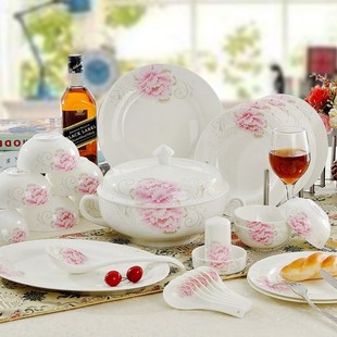 碗套装景德镇陶瓷餐具套装56头骨瓷餐具套装碗碟结婚高档韩式家用