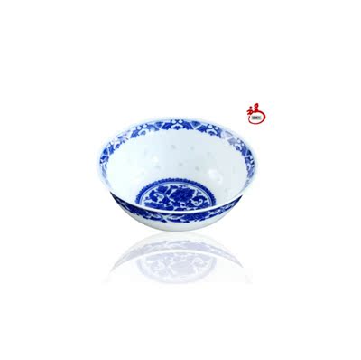 【特价一天】福万利青花玲珑碗 饭碗单碗碟盘 景德镇陶瓷碗传统碗