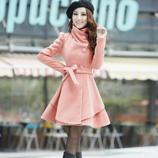 2016冬装新款女装韩版修身毛呢外套女中长款气质显瘦裙摆呢子大衣