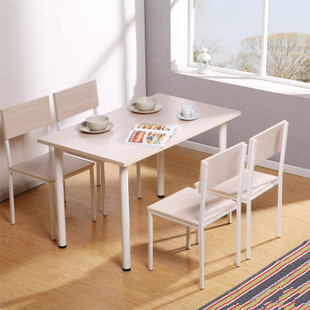 直腿 钢木 现代简约快餐桌椅组合饭桌人造板刨花板/三聚氰胺板