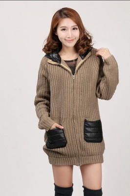 暂时停止销售时尚学生成熟韩版女装加厚连帽开衫毛衣针织衫外套