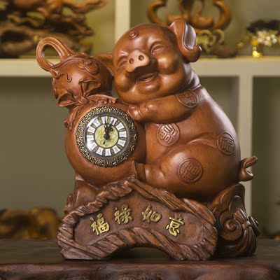 包邮树脂工艺品招财猪钟表摆件家居摆设装饰品动物创意辟邪欧式