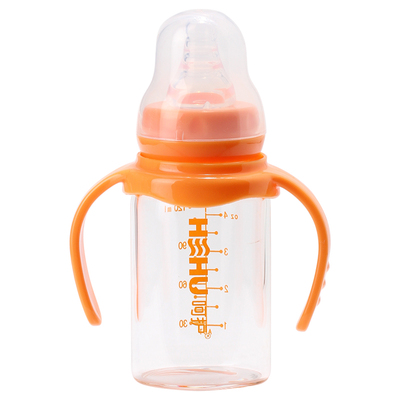 呵护婴儿奶瓶 120ml标口直身晶钻玻璃带吸管握把防胀气新生儿奶瓶