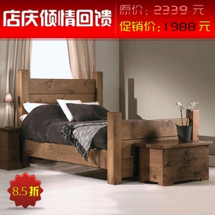 简约美式乡村松木床全实木床简约单人床单双人床特价现货促销