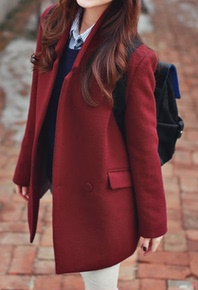 毛呢外套女2014秋装新款女装韩版学院风学生妮子大衣韩国宽松外衣