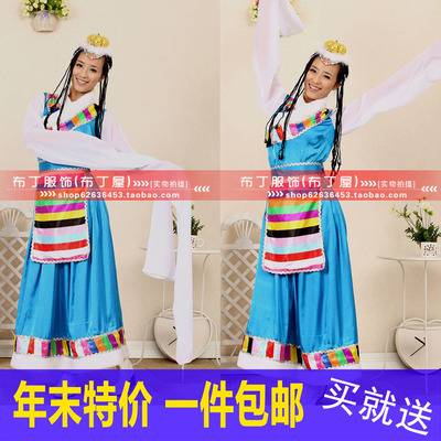 加长水袖藏族服舞蹈演出服少数民族舞台装西藏女表演服饰服装包邮