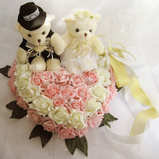 婚礼 婚车装饰花 套装 韩式 婚纱熊 玫瑰 车头花 副车装饰花 包邮