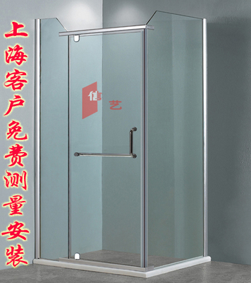 新款转角钢化玻璃推拉门 上海定制淋浴隔断屏风卫浴移门拉门厂家