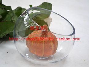 迷你水晶透明玻璃小椭圆形生态金鱼缸水培花瓶时尚现代创意鱼缸