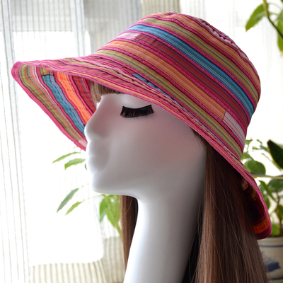 夏天防晒帽子女遮阳帽出游沙滩帽户外青年休闲太阳帽可折叠登山帽