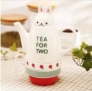 水壶水杯tea for two 可爱兔子套杯 陶瓷茶具套装 茶壶+茶杯3件套