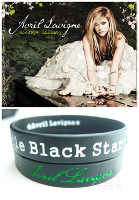 黯黑之星 Avril 黑星手环 硅胶艾薇儿黑色腕带 little Black star