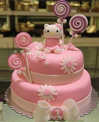 成都重庆个性生日蛋糕儿童蛋糕创意kt猫翻糖蛋糕三环内配送