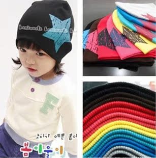 韩版五星套帽子 宝宝帽子春秋款儿童帽子套头帽子 宝宝帽子