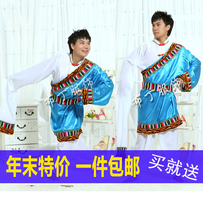 蒙袍蒙古演出服饰男藏族舞台装成人水袖藏服男藏服舞蹈服民族服装