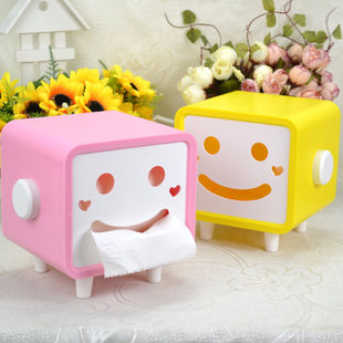 笑脸纸巾盒欧式抽纸盒时尚创意纸抽盒塑料卷纸盒可爱卫生间卷纸筒