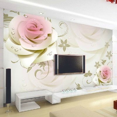 无纺布墙纸 壁纸简约3d立体大型壁画客厅电视背景墙布无缝 玫瑰花