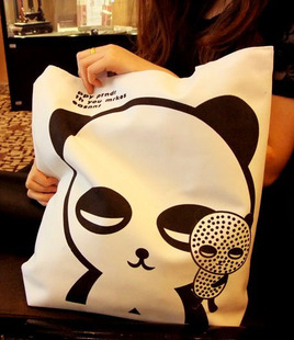 布包包女包韩版装酷熊猫 单肩手提布袋帆布包大包妈咪包购物袋