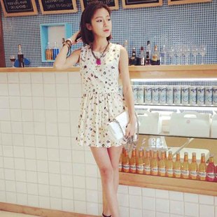 2014夏装新款韩版女装甜美公主雪纺沙滩长裙气质时尚背心连衣裙