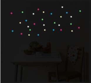 五彩发光贴纸夜光荧光墙贴夜光贴星星 儿童房天花板装饰永久发光