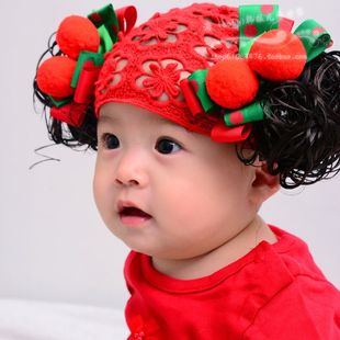 韩版女宝宝婴儿发饰品 女童女孩假发发带帽子公主头饰3-6-12个月