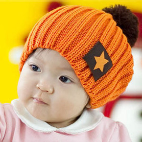 2012五星帽 2010韩国最火爆糖果色 时尚 五星贴标 毛线帽