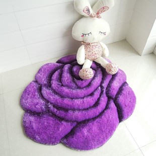 精品地毯3D立体玫瑰花地毯婚房卧室床边地毯 玄关进门地垫