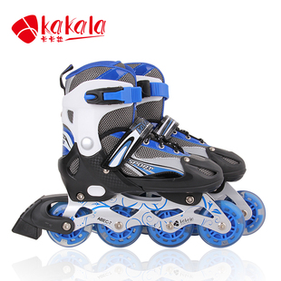 卡卡拉正品溜冰鞋儿童套装闪男女可调滑冰鞋旱冰鞋成人直排轮滑鞋