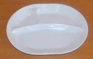 仿瓷餐具 密胺 美耐皿 三格快餐盘 食堂餐盘快餐盘 白色盘子