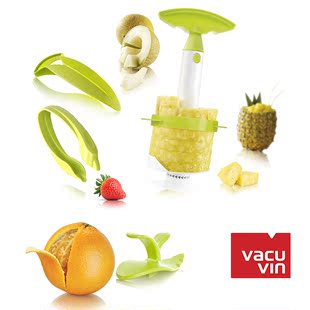 荷兰Vacuvin水果工具4件套装剥橙器菠萝去皮器切果刀草莓剪削皮刀
