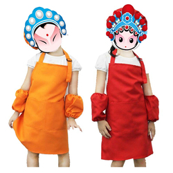 来图定做儿童围裙优质加厚可调节围裙儿童演出服厨师帽印LOGO袖套