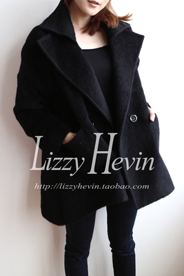 LizzyHevin 独家限量#原创设计 廓A型宽松前短后长羊驼毛毛大衣