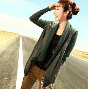 韩版女装2012秋冬装款开衫大码不规则休闲不对称风衣休身长袖外套