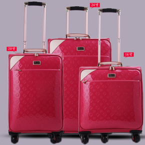 正品保罗真皮拉杆箱万向轮旅行包行李登机红色结婚箱20寸24女16寸