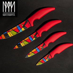 法国 顶尖设计陶瓷刀 彩色厨房刀具菜刀水果刀四件套 包邮