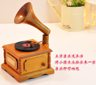 木质复古留声机音乐盒八音盒刻字创意生日礼物送男女友闺蜜教师节