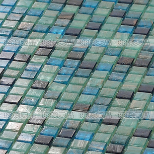【特价】微粒绿蓝微金线金粉QG0393玻璃马赛克背景墙mosaic