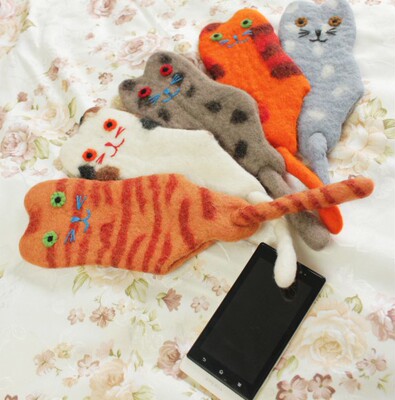 尼泊尔手工羊毛毡手机套 猫猫iPhone手机套手机壳 小米三星手机套