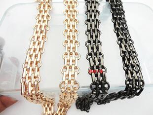 5排链包带链条配件女包链子包带子锁链金色钨钢色黑色铁链勾扣