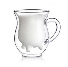 时尚新标签 创意杯 双层 奶牛造型 玻璃杯
