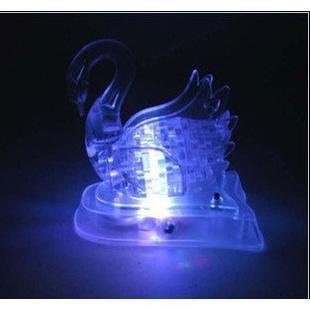 《带音乐灯光》3D LED发光水晶天鹅立体拼图水晶积木星空拼图250g