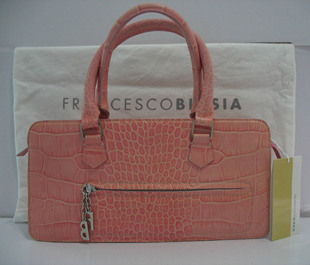 英国购全新正品 FRANCESCO BIASIA 女包 粉色鳄鱼纹手提包 附吊牌