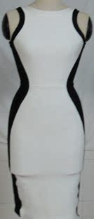 2013工厂直销最新礼服黑白相间知性无袖绷带裙连衣裙背心可批发