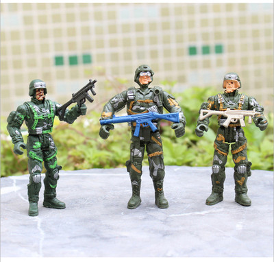 包邮配枪小兵人10、9cm5关节可动士兵军队训练模型男孩子军事玩具