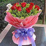 喜相缘同城鲜花速递成都花店送女朋友的花9朵红玫瑰超级大红玫瑰