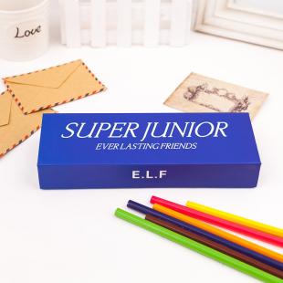 SJSuperJuniorELF周边应援可爱韩版文具纸盒带课程表铅笔盒